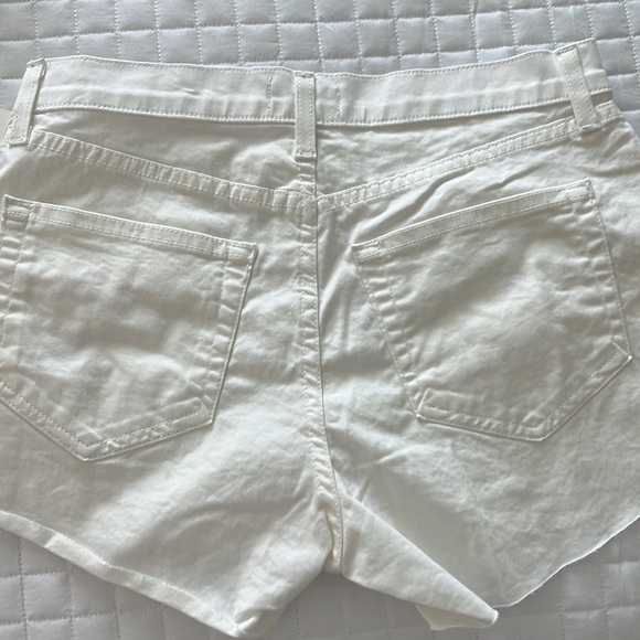 L'AGENCE Shorts white cotton spandex raw edge mid-rise WHITE SHORTS 25 - Picture 3 of 5